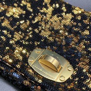 Armani Exchange Black and Gold Sequined Clutch